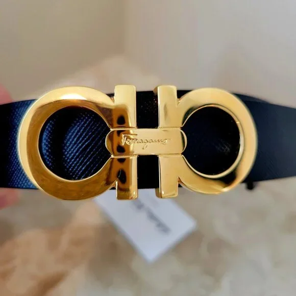 Salvatore Ferragamo “Double Gancini” Saffiano-Leather Belt NWT, Size S (26-28”) - Picture 5 of 8